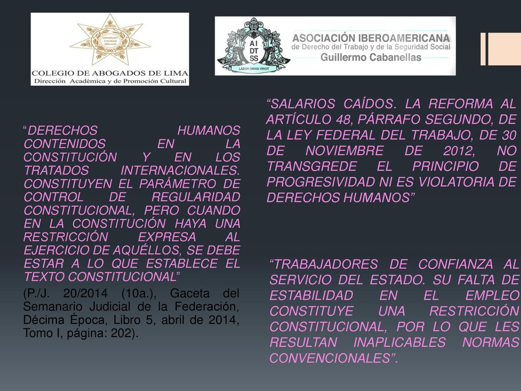 SALARIOS CAÍDOS. LA REFORMA AL ARTÍCULO 48, PÁRRAFO SEGUNDO, DE LA LEY FEDERAL DEL TRABAJO, DE 30 DE NOVIEMBRE DE 2012, NO TRANSGREDE EL PRINCIPIO DE PROGRESIVIDAD NI ES VIOLATORIA DE DERECHOS HUMANOS
