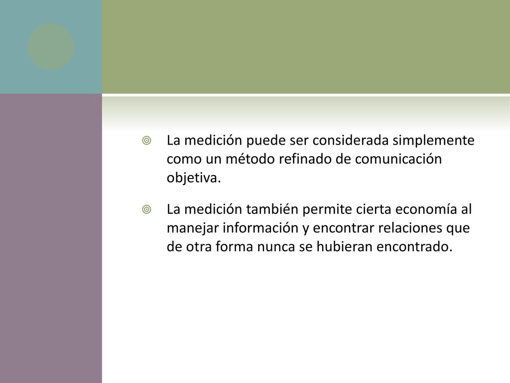 La medición puede ser considerada simplemente como un método refinado de comunicación objetiva.