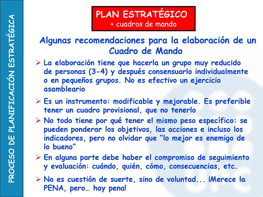 Algunas recomendaciones para la elaboración de un Cuadro de Mando