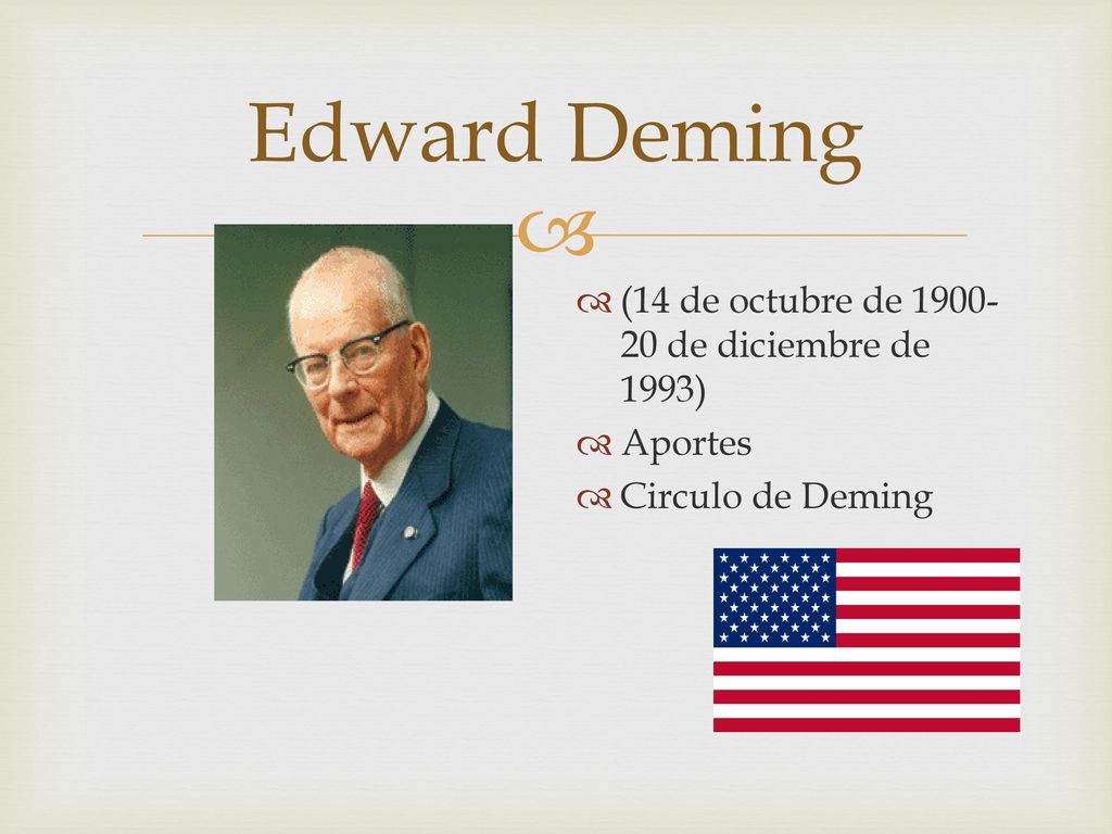 Edward Deming (14 de octubre de de diciembre de 1993) Aportes