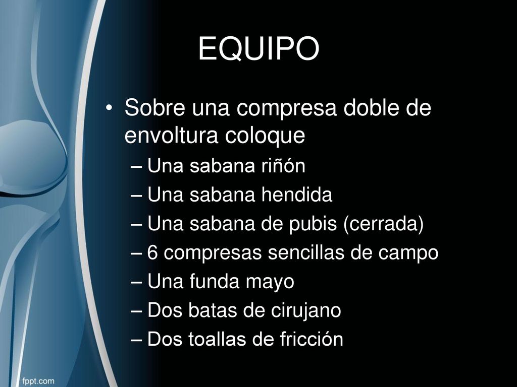 EQUIPO Sobre una compresa doble de envoltura coloque Una sabana riñón