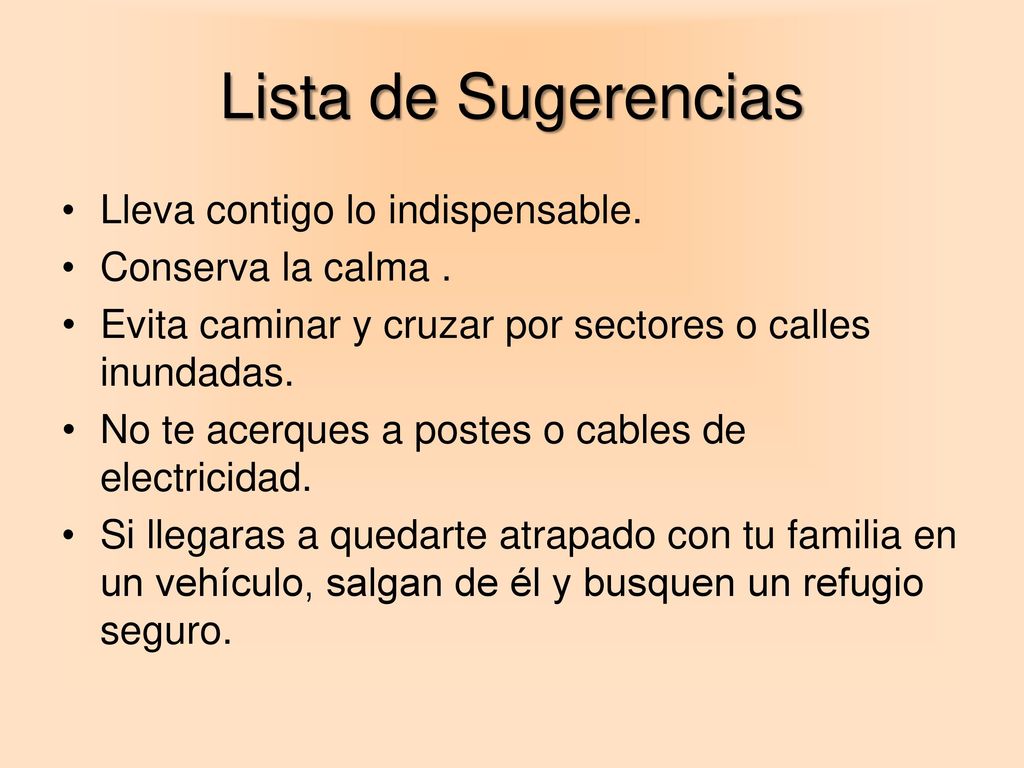 Lista de Sugerencias Lleva contigo lo indispensable.