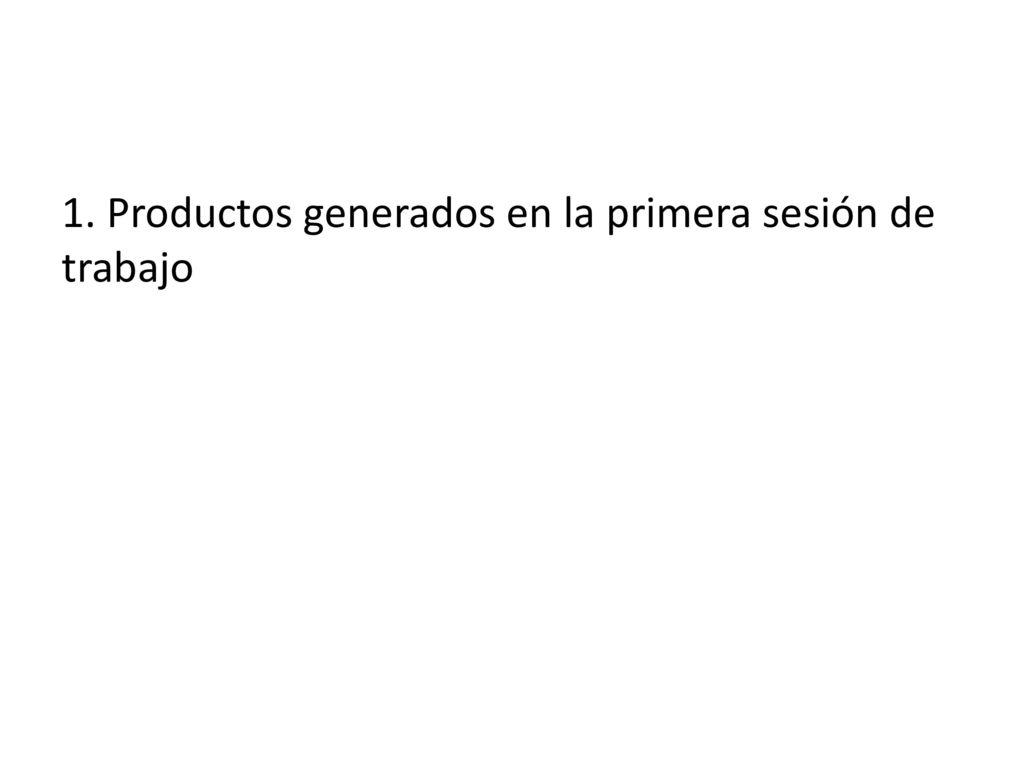 1. Productos generados en la primera sesión de trabajo