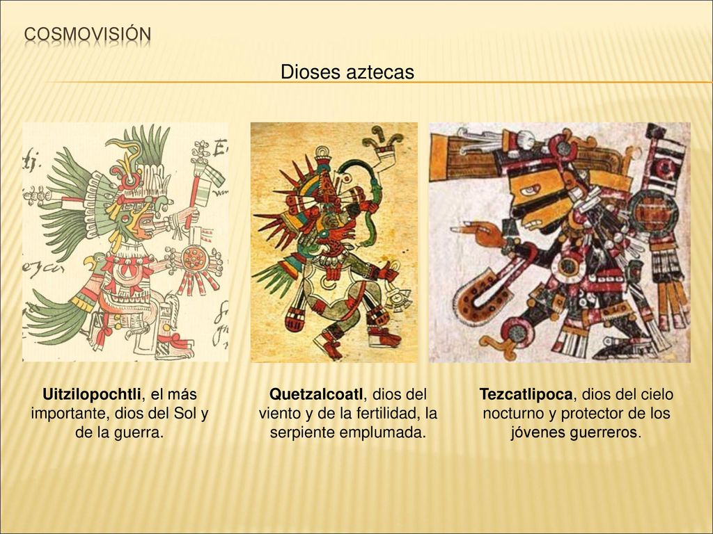 Uitzilopochtli, el más importante, dios del Sol y de la guerra.