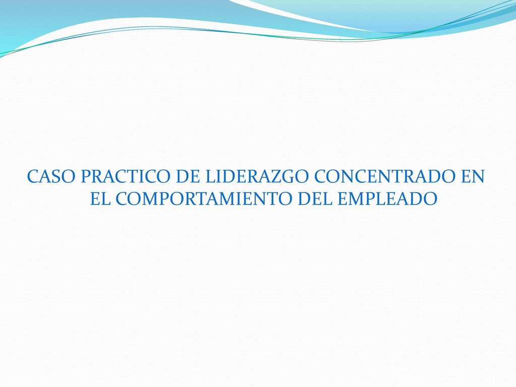 CASO PRACTICO DE LIDERAZGO CONCENTRADO EN EL COMPORTAMIENTO DEL EMPLEADO