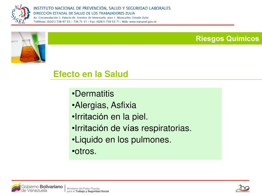 Irritación de vías respiratorias. Liquido en los pulmones. otros.