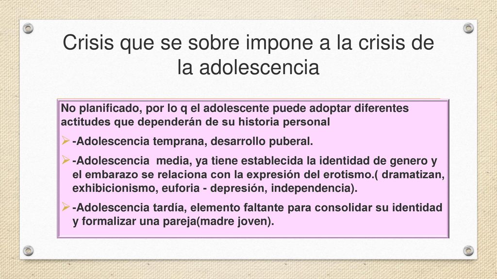 Crisis que se sobre impone a la crisis de la adolescencia