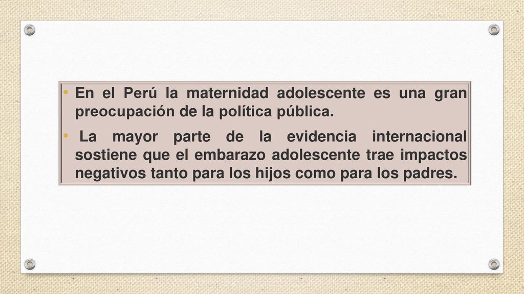 En el Perú la maternidad adolescente es una gran preocupación de la política pública.