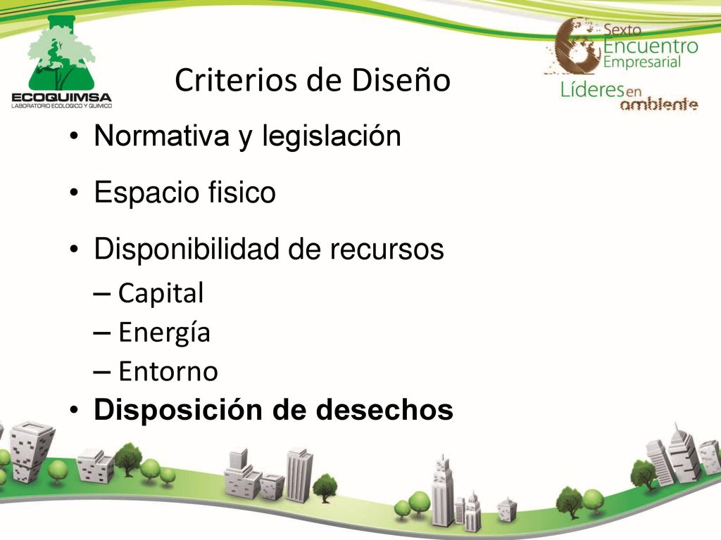 Criterios de Diseño Capital Energía Entorno Normativa y legislación