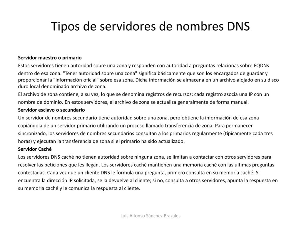 Tipos de servidores de nombres DNS