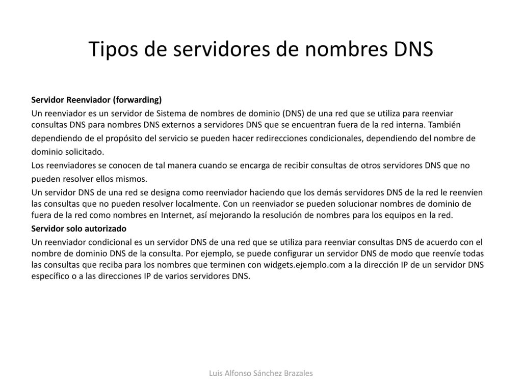 Tipos de servidores de nombres DNS
