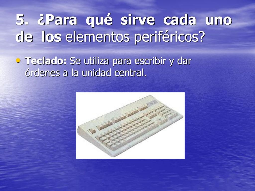 5. ¿Para qué sirve cada uno de los elementos periféricos