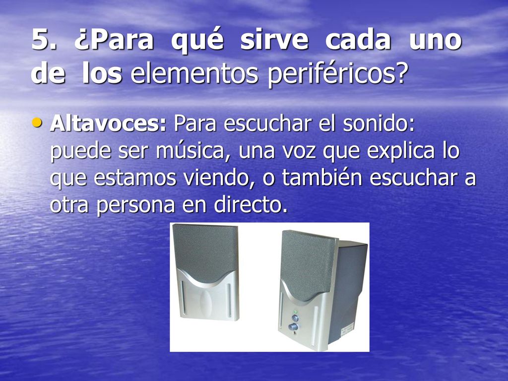 5. ¿Para qué sirve cada uno de los elementos periféricos