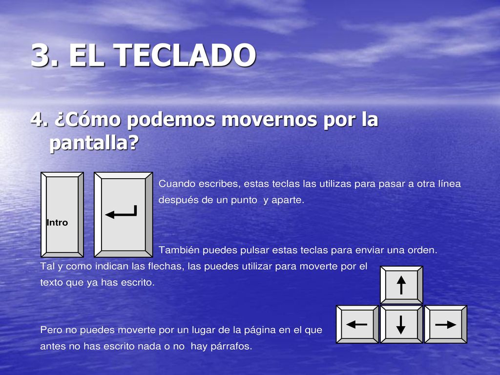 3. EL TECLADO 4. ¿Cómo podemos movernos por la pantalla