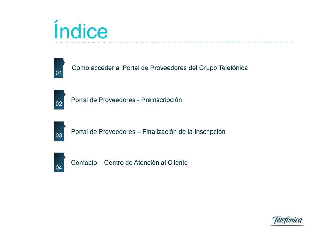 Índice Como acceder al Portal de Proveedores del Grupo Telefónica
