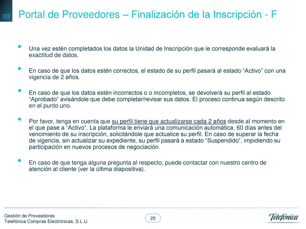 Portal de Proveedores – Finalización de la Inscripción - F