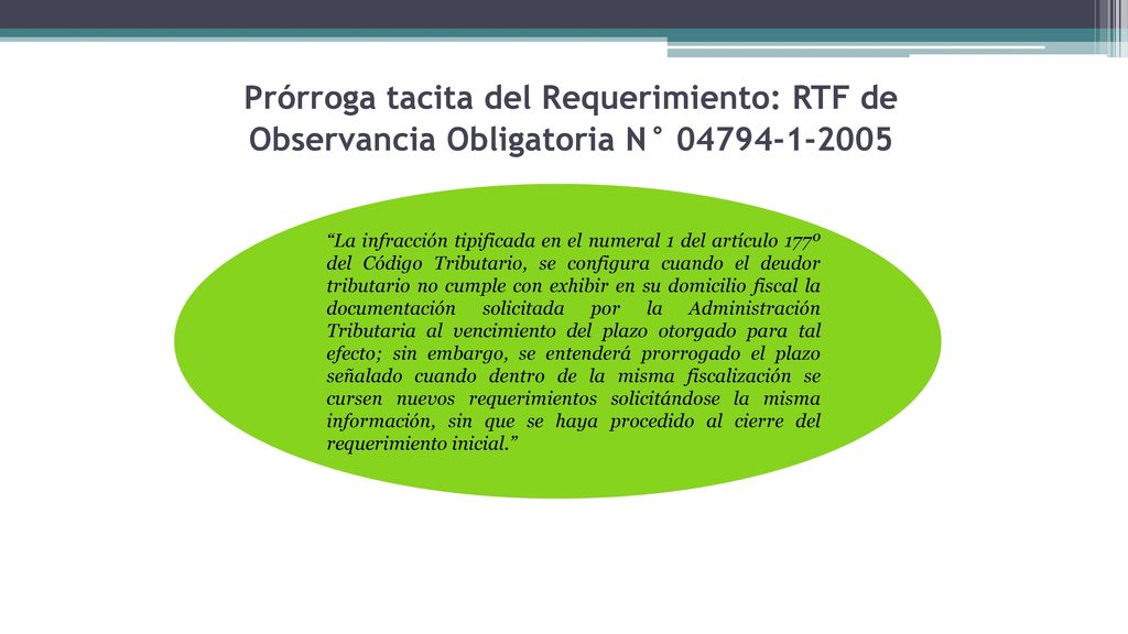 Prórroga tacita del Requerimiento: RTF de Observancia Obligatoria N°