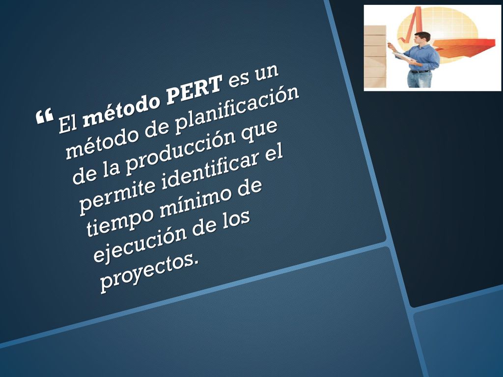 El método PERT es un método de planificación de la producción que permite identificar el tiempo mínimo de ejecución de los proyectos.