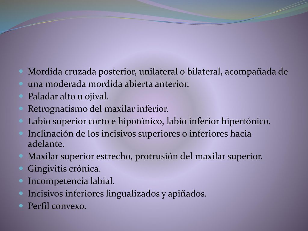 Mordida cruzada posterior, unilateral o bilateral, acompañada de