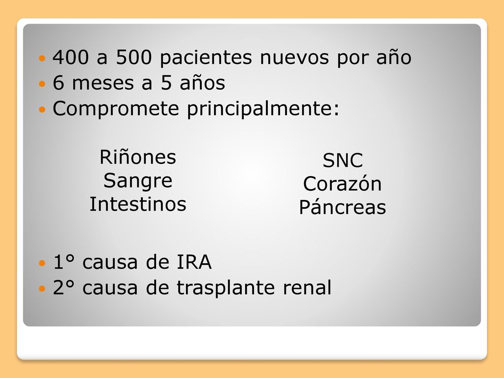 400 a 500 pacientes nuevos por año 6 meses a 5 años