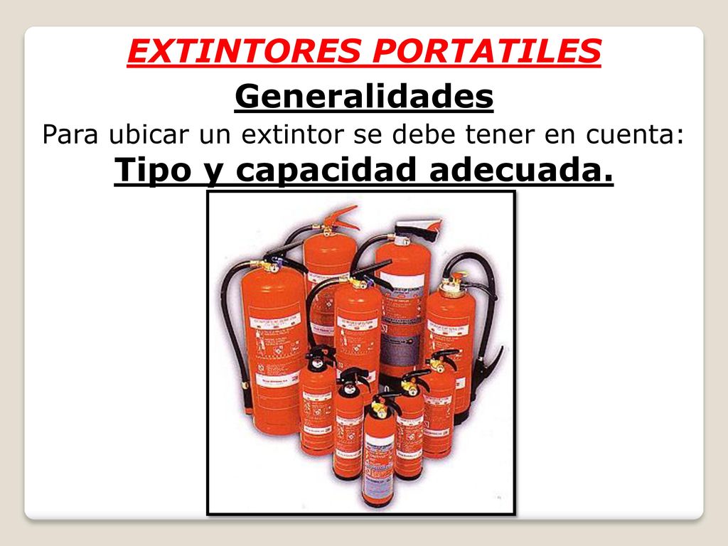 EXTINTORES PORTATILES Tipo y capacidad adecuada.