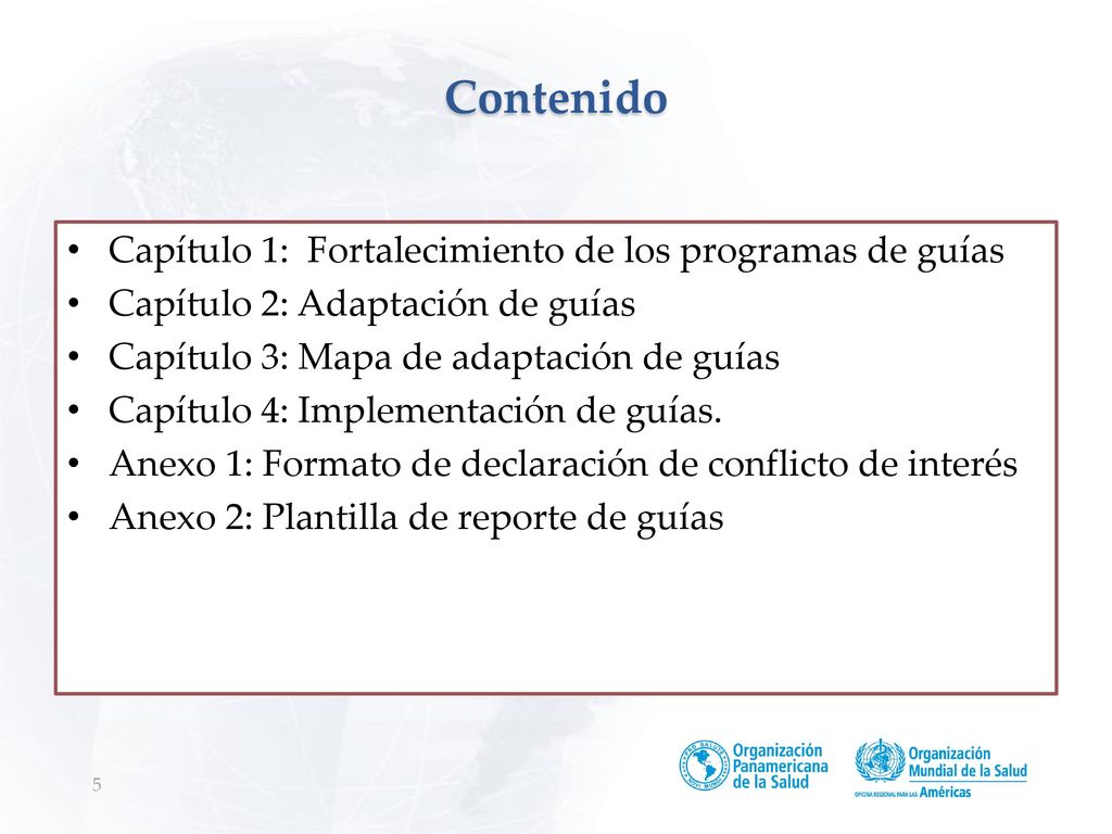 Contenido Capítulo 1: Fortalecimiento de los programas de guías