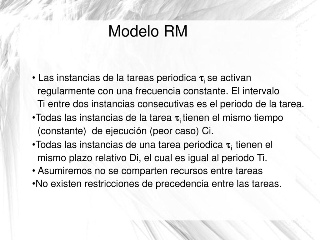 Modelo RM Las instancias de la tareas periodica i se activan