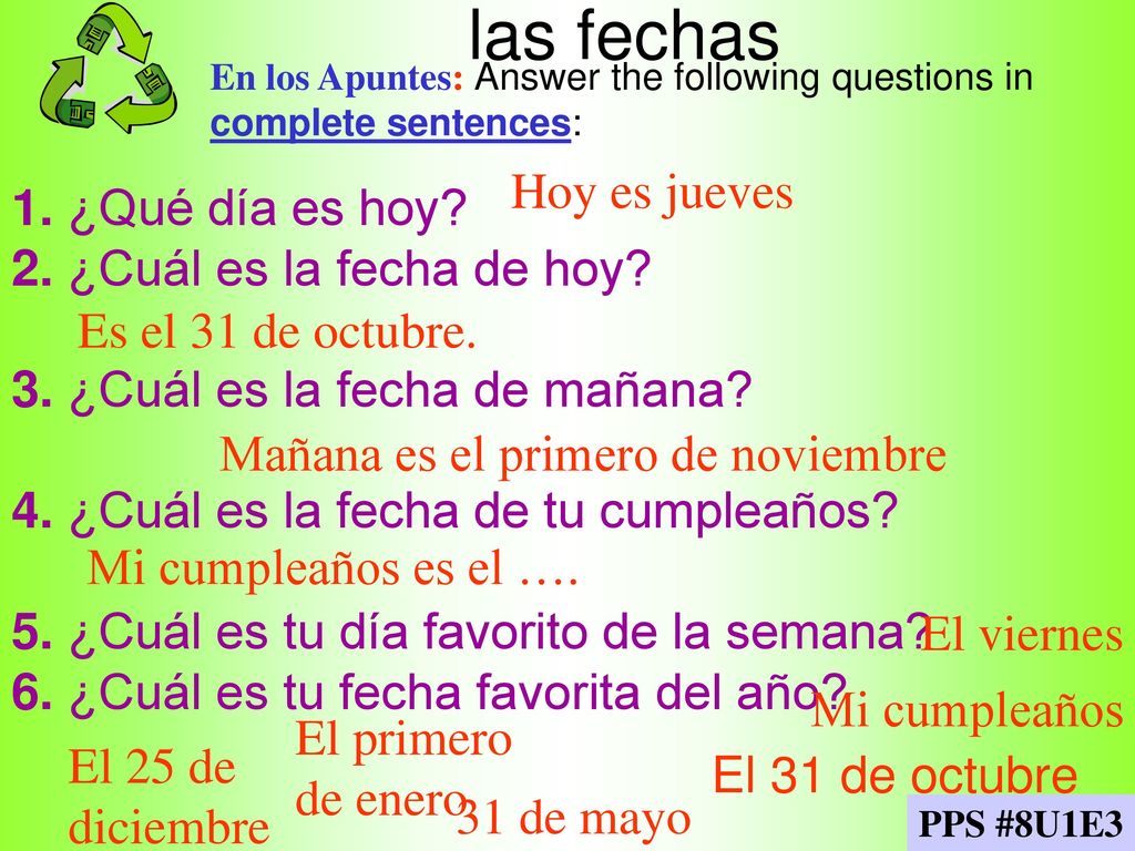 las fechas Hoy es jueves 1. ¿Qué día es hoy