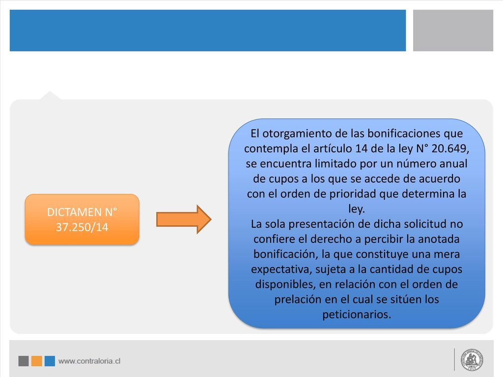 El otorgamiento de las bonificaciones que contempla el artículo 14 de la ley N° , se encuentra limitado por un número anual de cupos a los que se accede de acuerdo con el orden de prioridad que determina la ley.