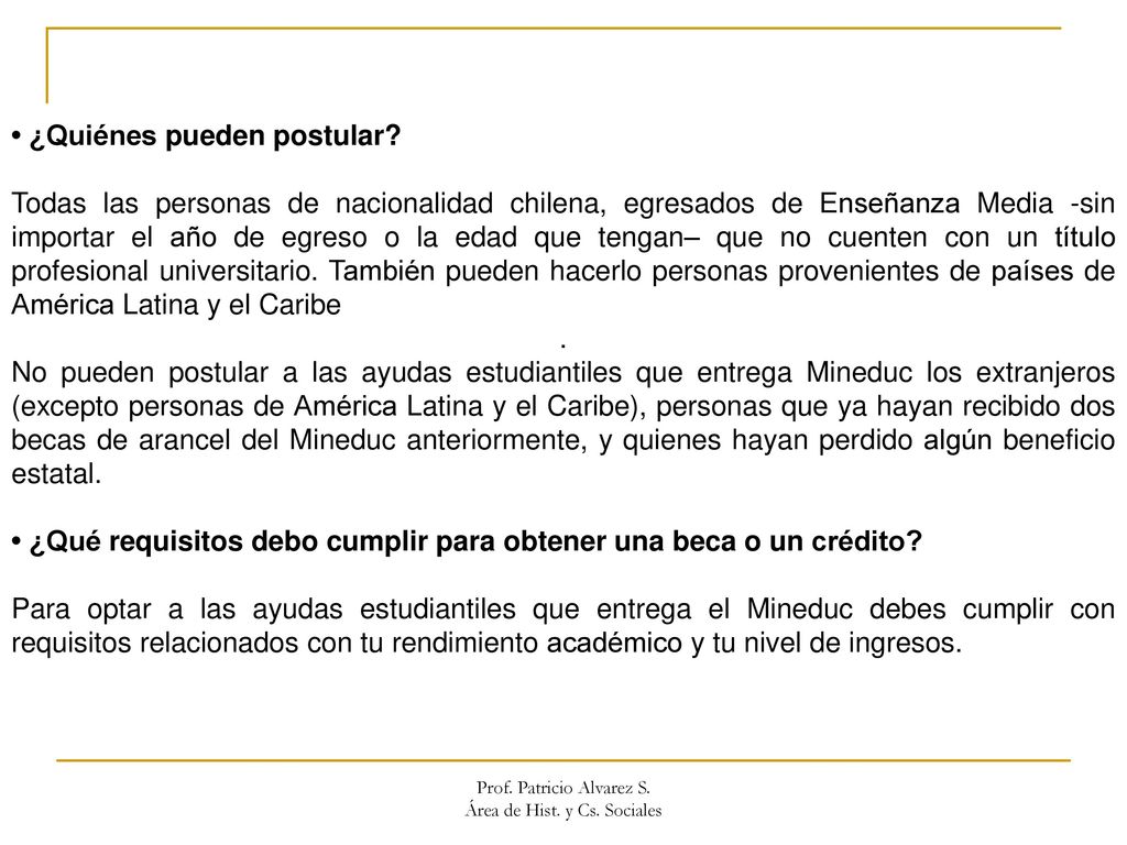 Prof. Patricio Alvarez S. Área de Hist. y Cs. Sociales