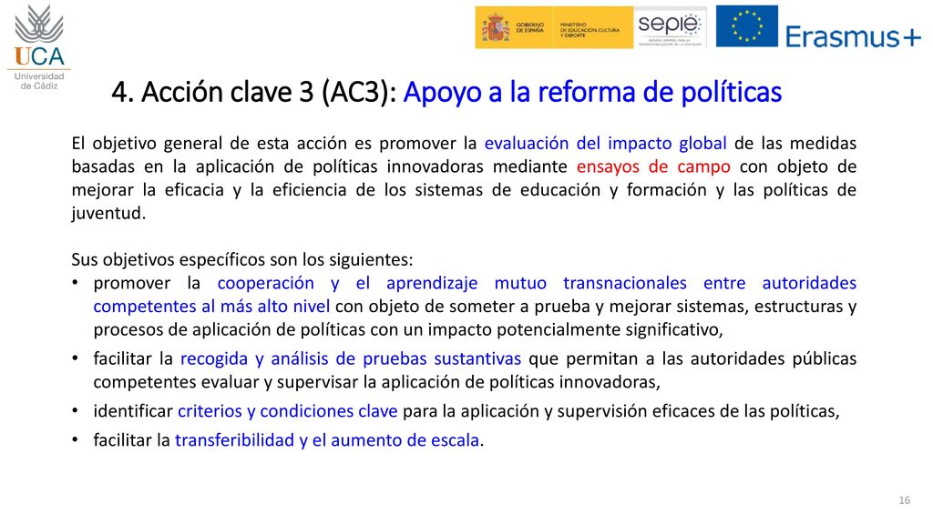 4. Acción clave 3 (AC3): Apoyo a la reforma de políticas