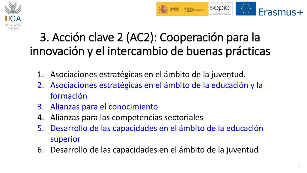 3. Acción clave 2 (AC2): Cooperación para la innovación y el intercambio de buenas prácticas
