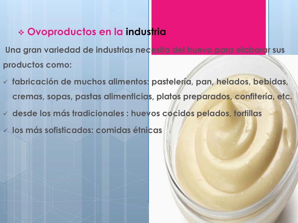 Ovoproductos en la industria