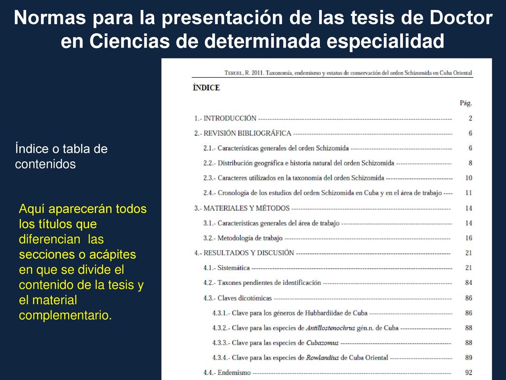 Normas para la presentación de las tesis de Doctor en Ciencias de determinada especialidad