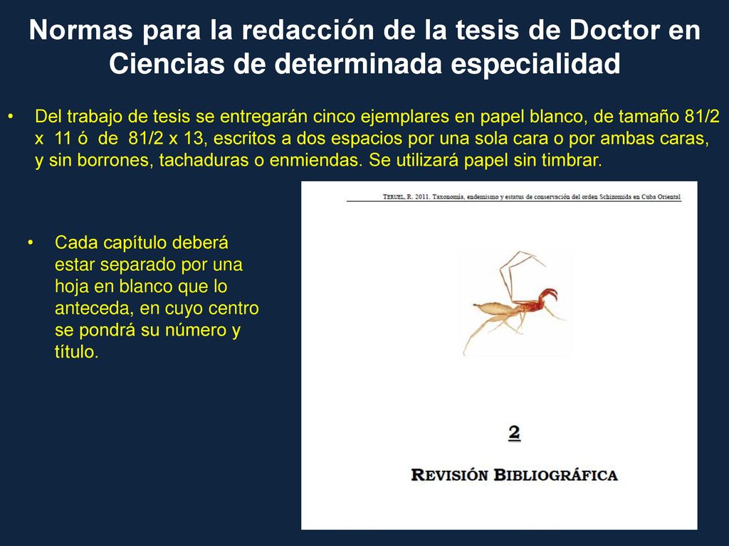 Normas para la redacción de la tesis de Doctor en Ciencias de determinada especialidad