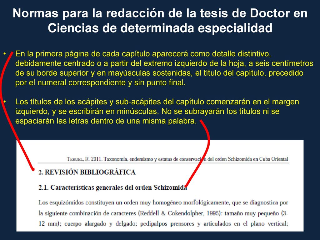 Normas para la redacción de la tesis de Doctor en Ciencias de determinada especialidad