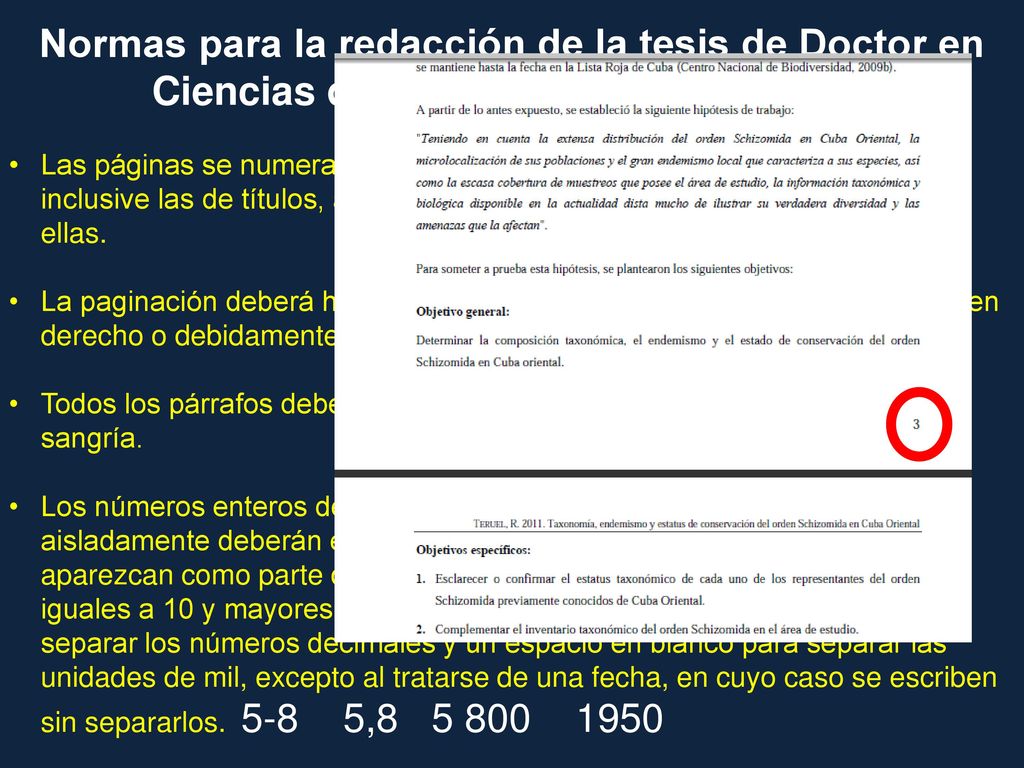 Normas para la redacción de la tesis de Doctor en Ciencias de determinada especialidad