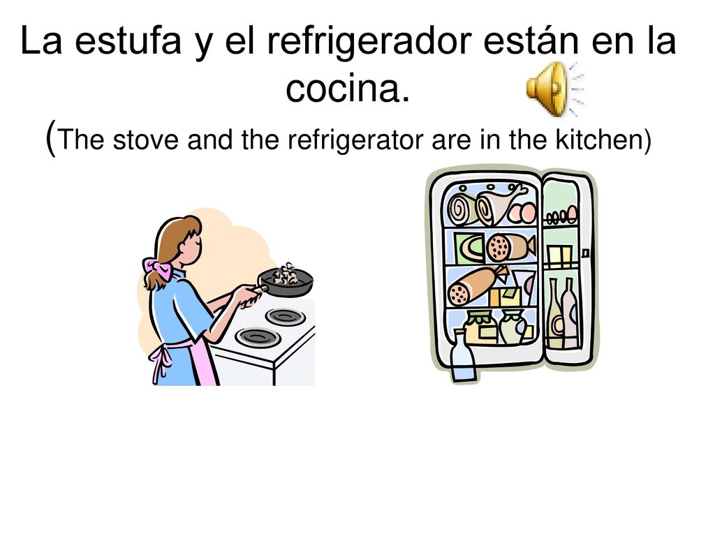 La estufa y el refrigerador están en la cocina