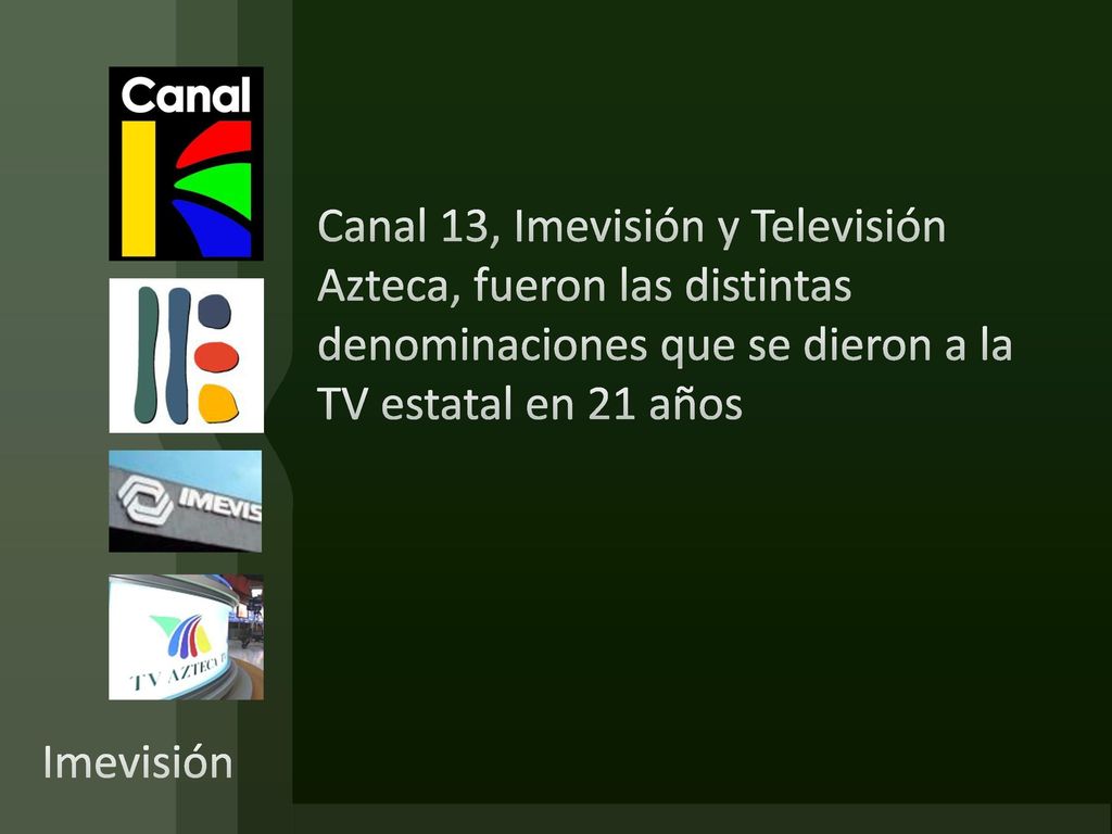 Canal 13, Imevisión y Televisión Azteca, fueron las distintas denominaciones que se dieron a la TV estatal en 21 años