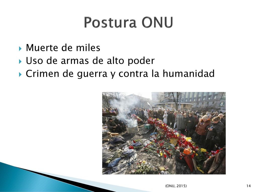 Postura ONU Muerte de miles Uso de armas de alto poder