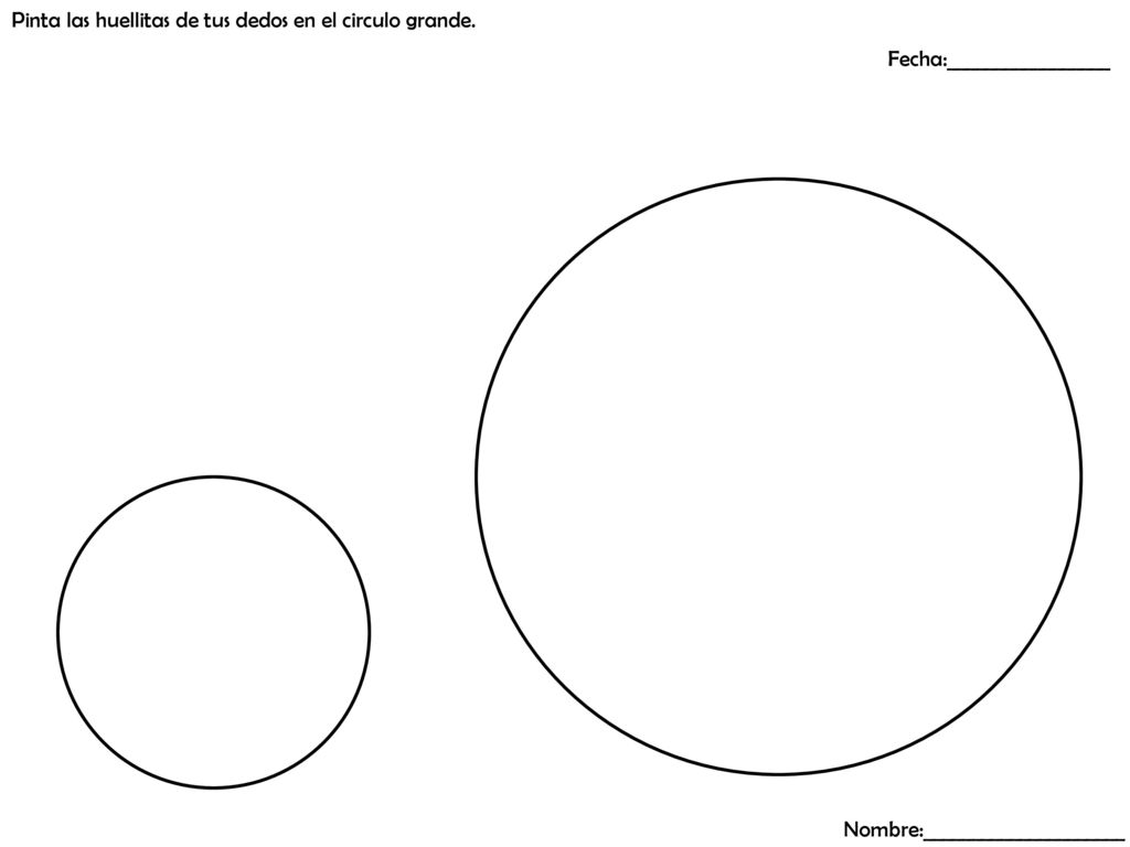 Pinta las huellitas de tus dedos en el circulo grande.