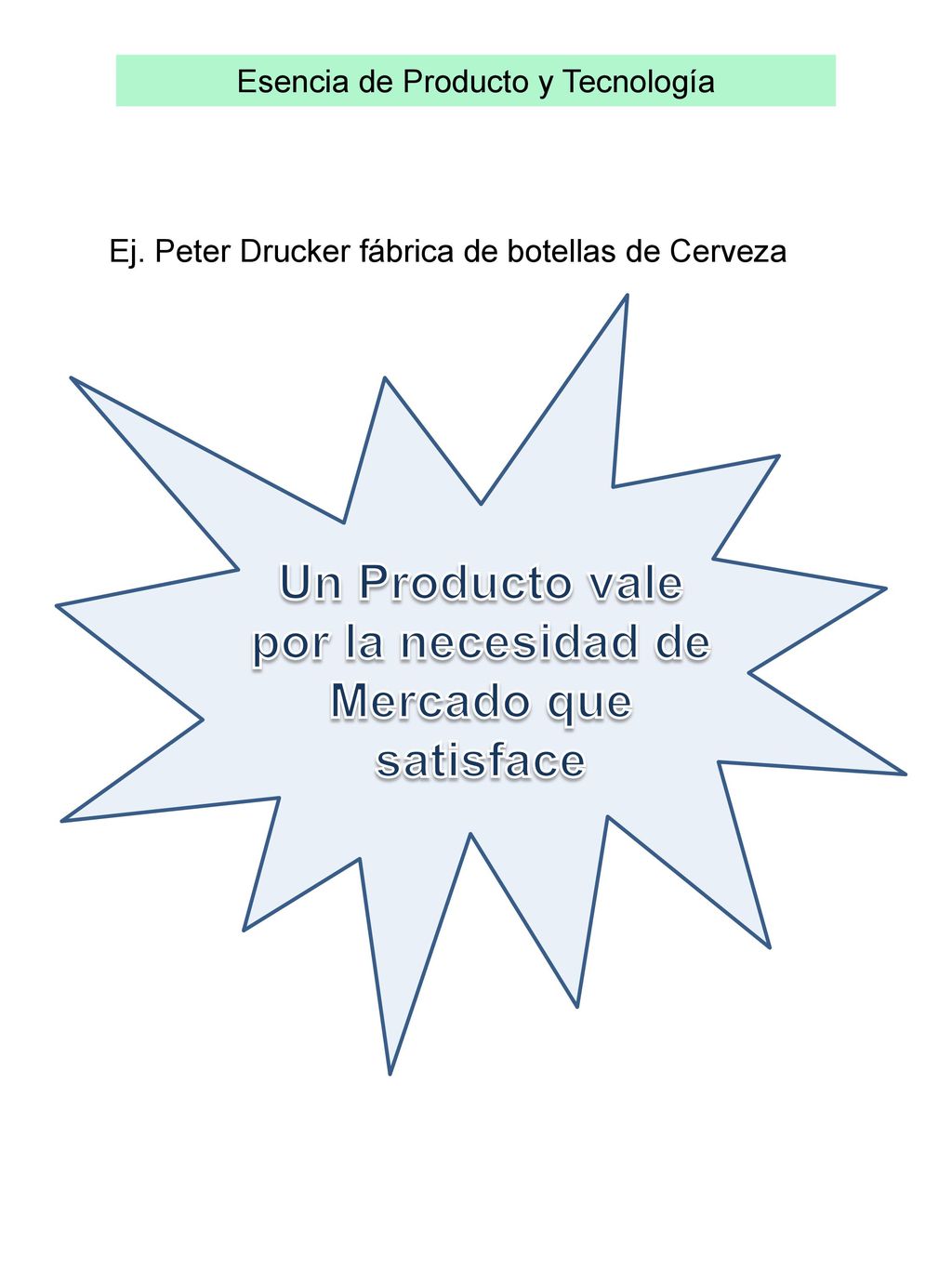 Un Producto vale por la necesidad de Mercado que satisface