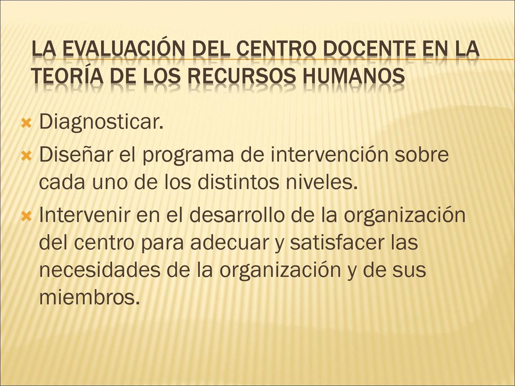 La evaluación del centro docente en la teoría de los Recursos Humanos