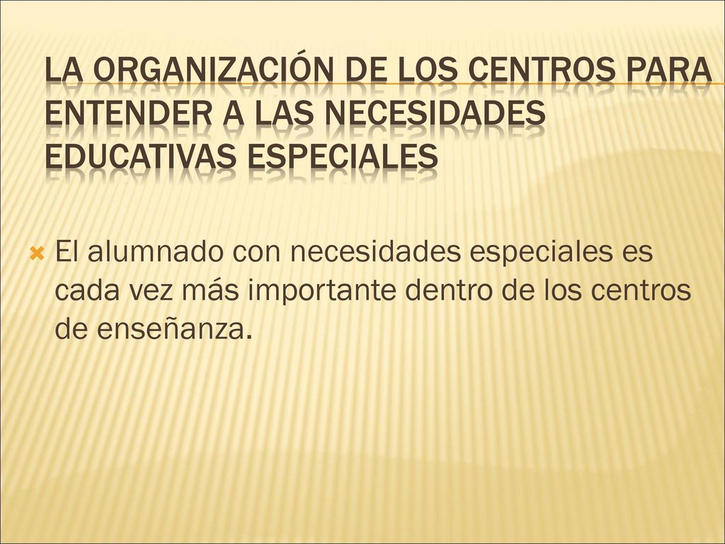 La organización de los centros para entender a las necesidades educativas especiales