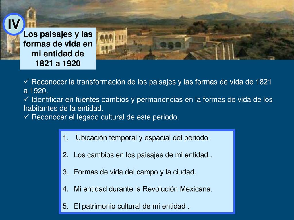 Los paisajes y las formas de vida en mi entidad de 1821 a 1920
