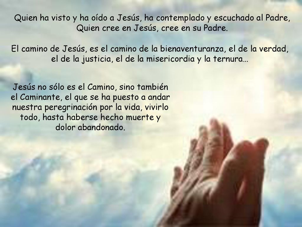 Quien ha visto y ha oído a Jesús, ha contemplado y escuchado al Padre, Quien cree en Jesús, cree en su Padre.