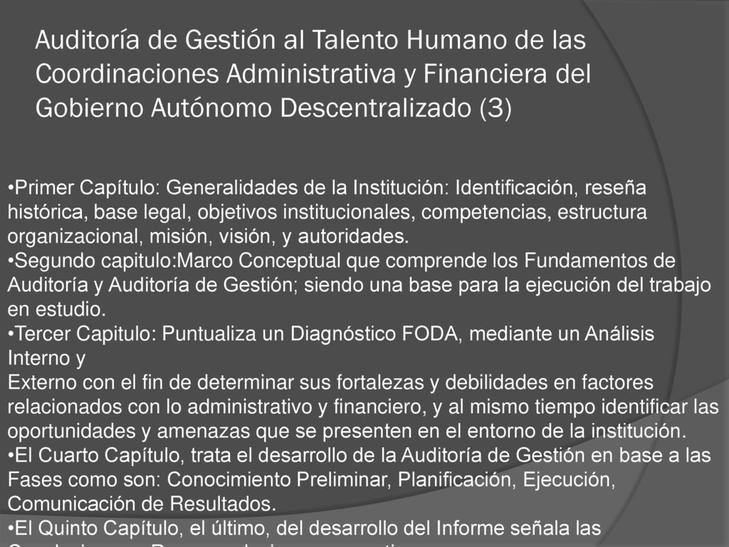 Auditoría de Gestión al Talento Humano de las Coordinaciones Administrativa y Financiera del Gobierno Autónomo Descentralizado (3)