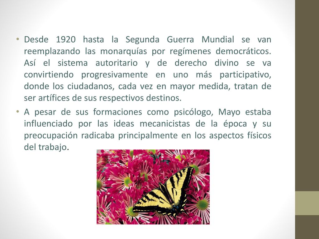 Desde 1920 hasta la Segunda Guerra Mundial se van reemplazando las monarquías por regímenes democráticos. Así el sistema autoritario y de derecho divino se va convirtiendo progresivamente en uno más participativo, donde los ciudadanos, cada vez en mayor medida, tratan de ser artífices de sus respectivos destinos.