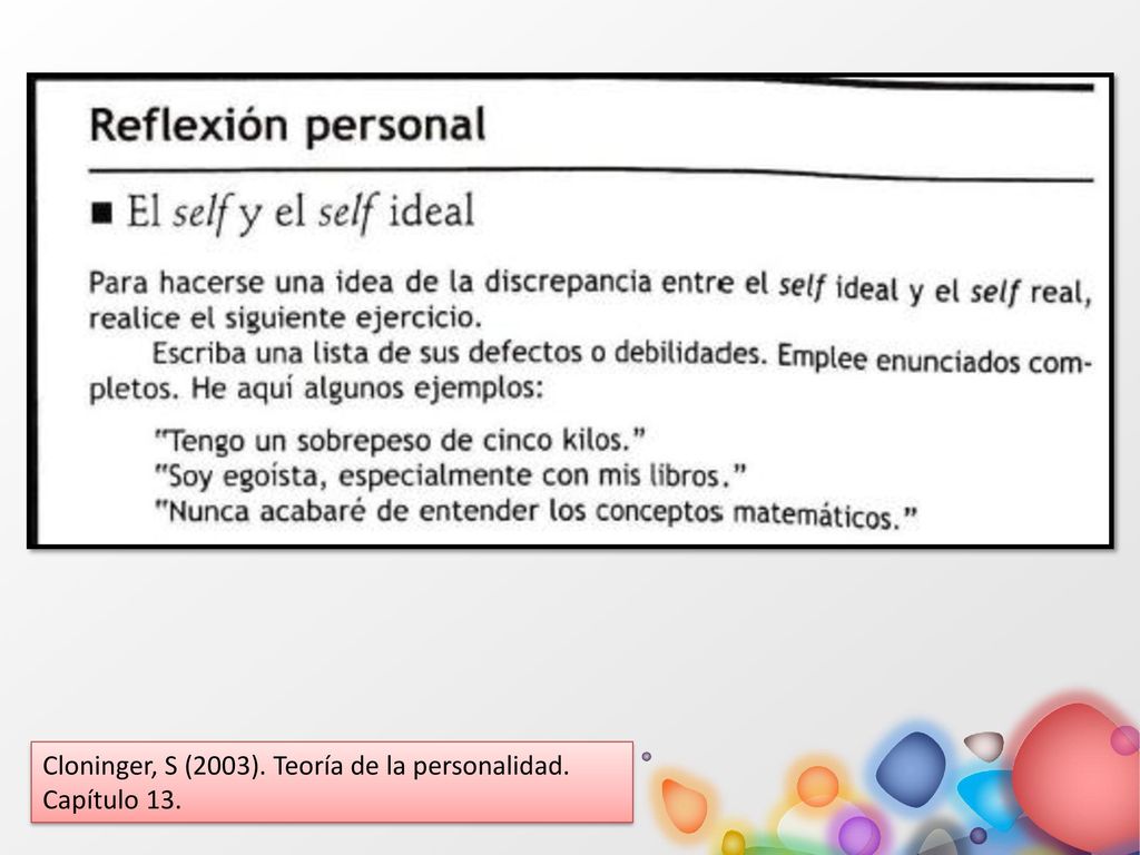 Cloninger, S (2003). Teoría de la personalidad. Capítulo 13.