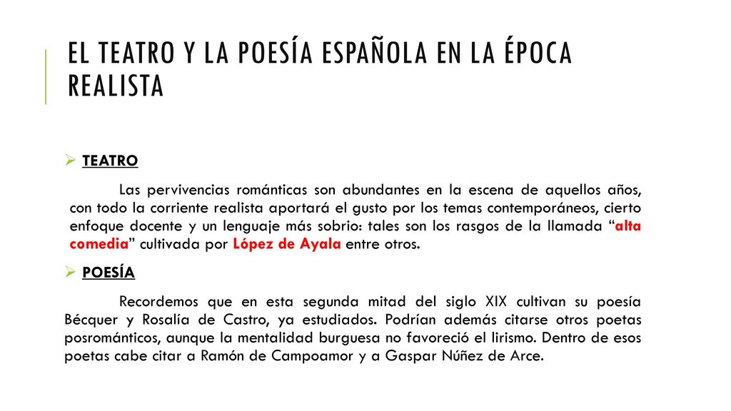 El teatro y la poesía española en la época realista